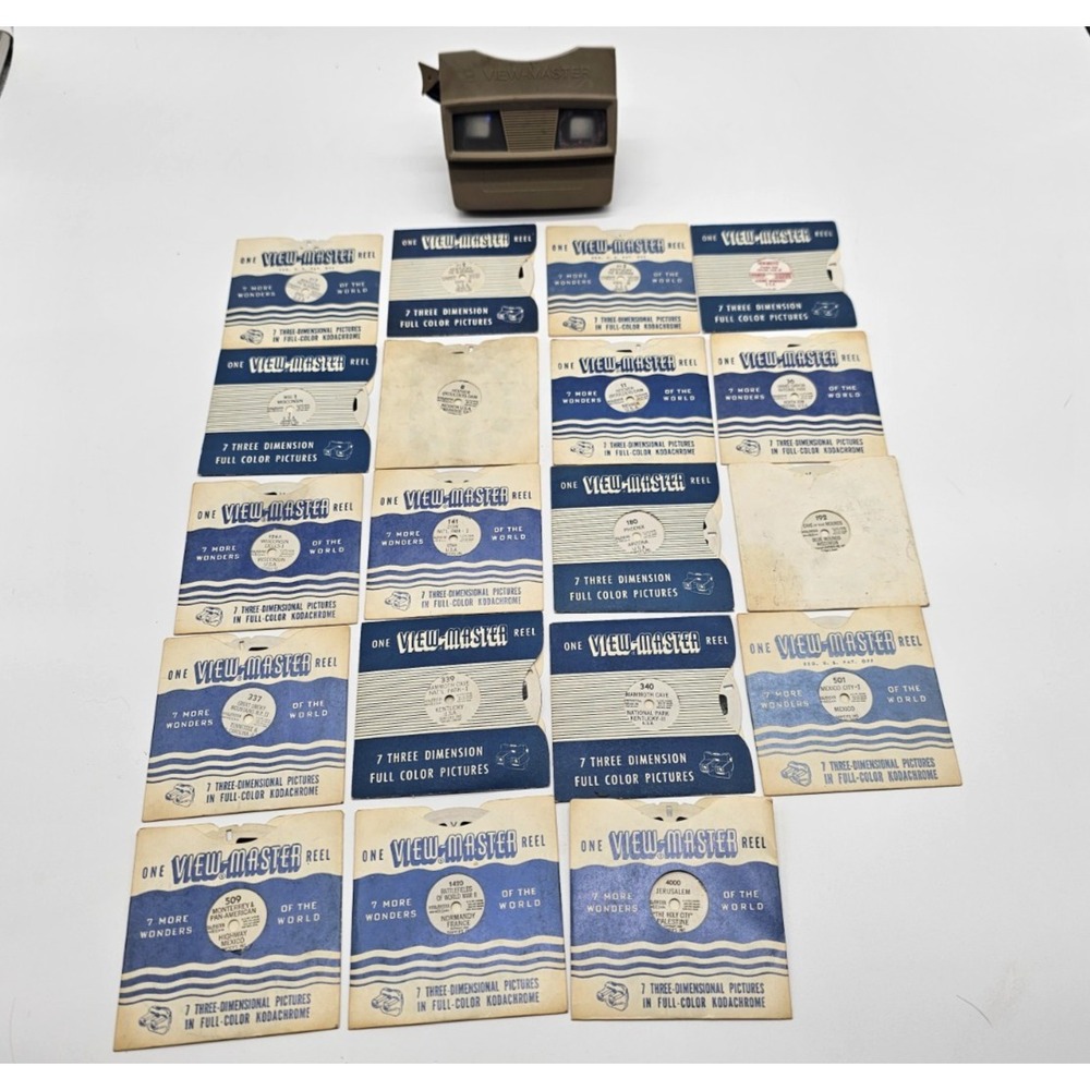 VTG GAF Viewmaster & 19 Reels: Cities, Nat'l Parks, WWII, Jerusalem & More
